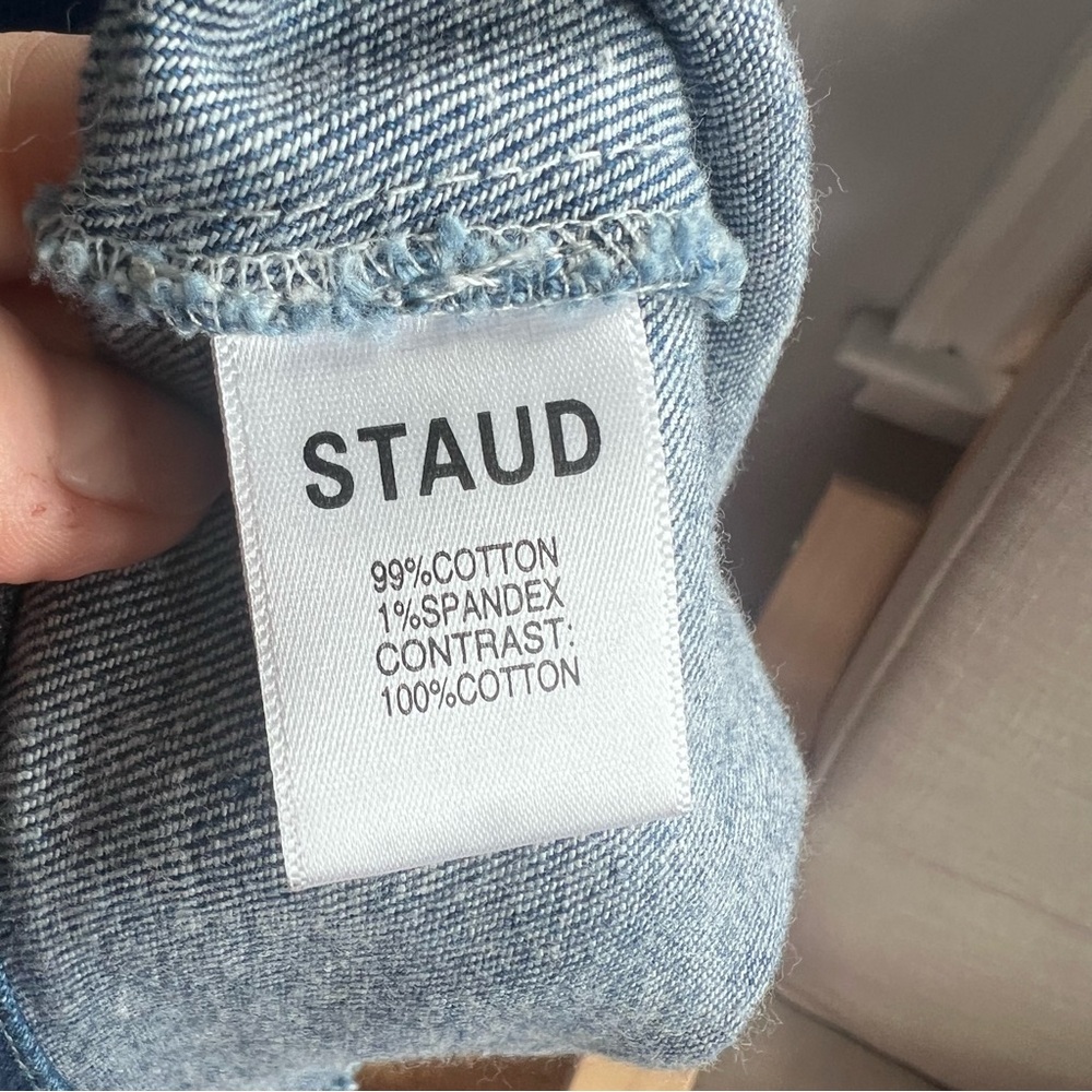 STAUD Wells Mini Dress Denim Fit And Flare 12 - Picture 13 of 13